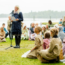 Kronprinsesse Mette-Marit holder tale ved Nordre Øyeren Våtmarkssenter. Foto: Vegard Wivestad Grøtt / NTB scanpix